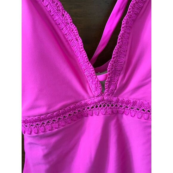 Kona Sol Women's Pink One Piece Swimsuit Size L Crossback Straps - Picture 4 of 4